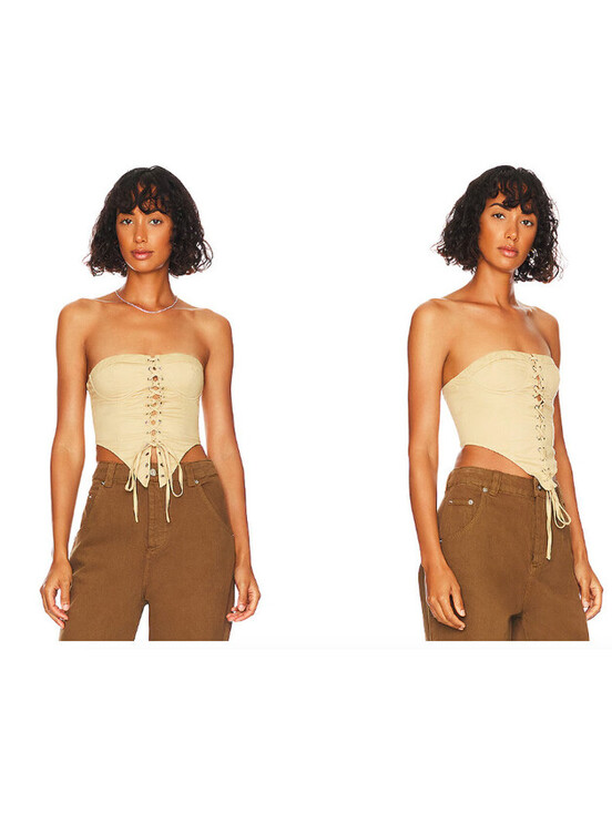 superdown Tops - Superdown Ashlyn Lace Up Top  beige size M NWT